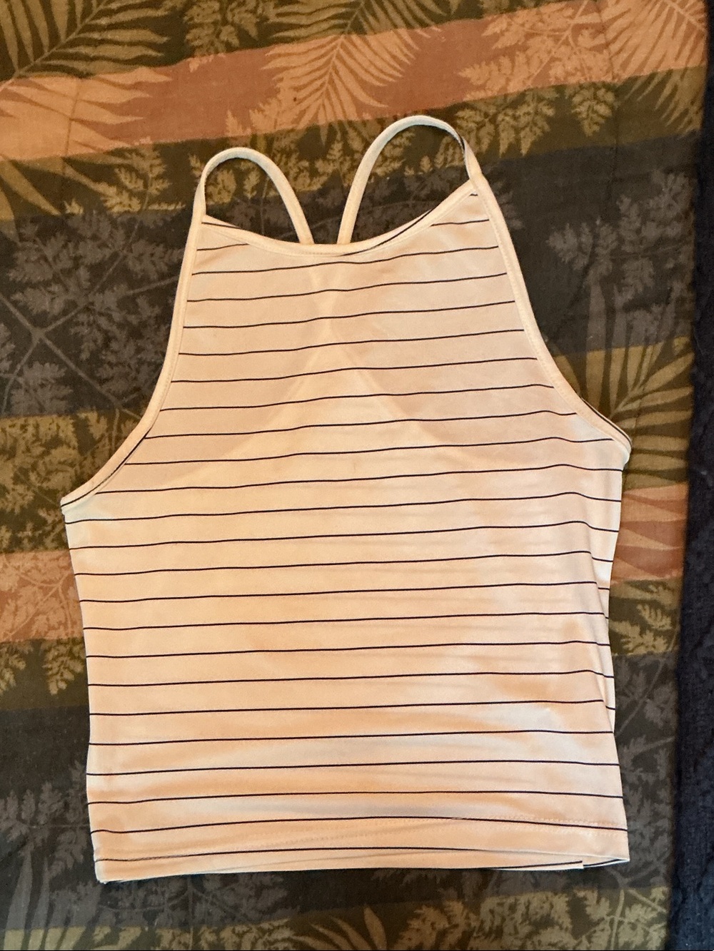 Striped white High-Neck Tank Top - Unbranded